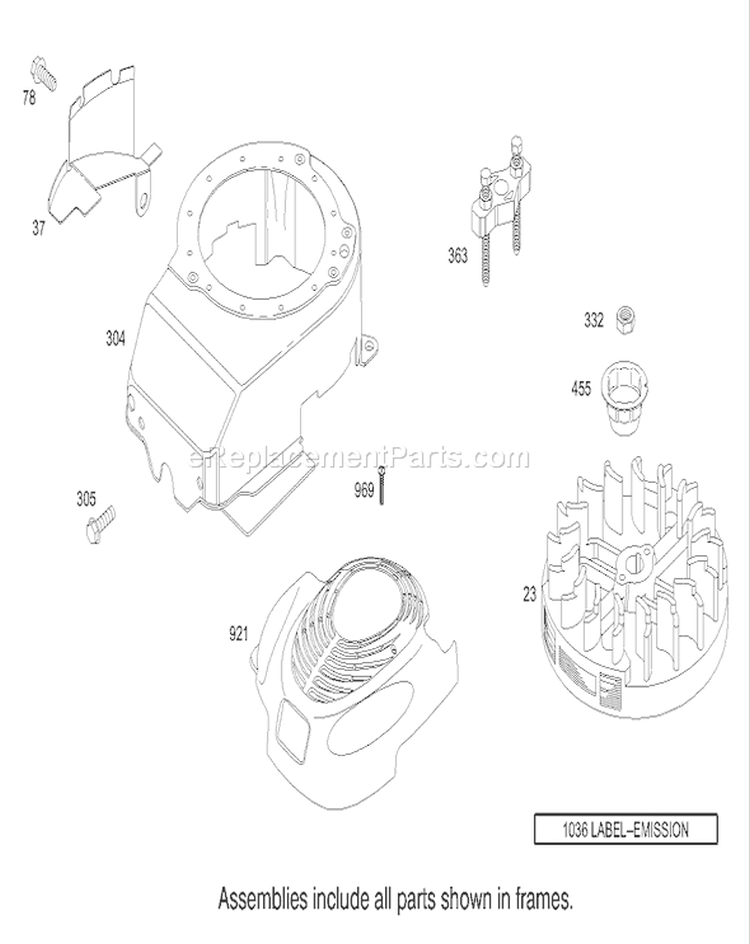 Blower Housing Assembly Diagram and Parts List for 230000001-230999999 - 2003 Toro Lawn Mower