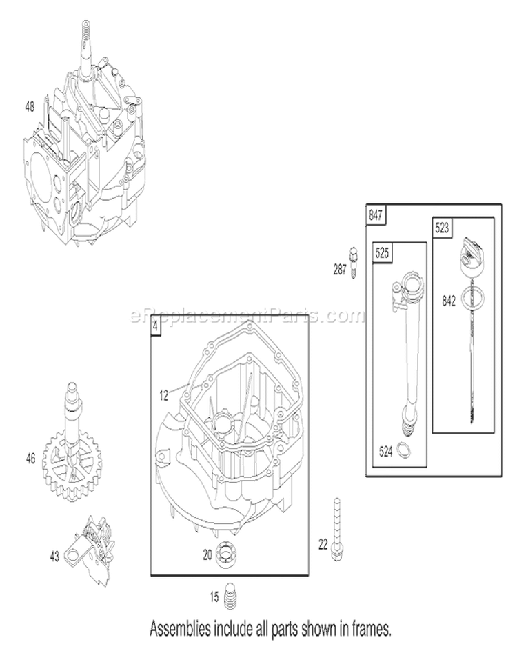 Crankcase Assembly Diagram and Parts List for 230000001-230999999 - 2003 Toro Lawn Mower