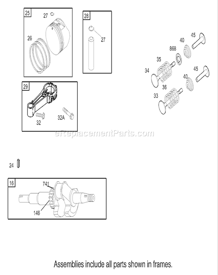 Crankshaft Assembly Diagram and Parts List for 230000001-230999999 - 2003 Toro Lawn Mower