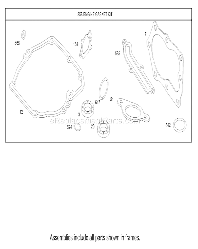 Gasket Assembly Diagram and Parts List for 230000001-230999999 - 2003 Toro Lawn Mower