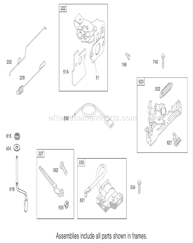 Governor Assembly Diagram and Parts List for 220000001-220999999 - 2002 Toro
