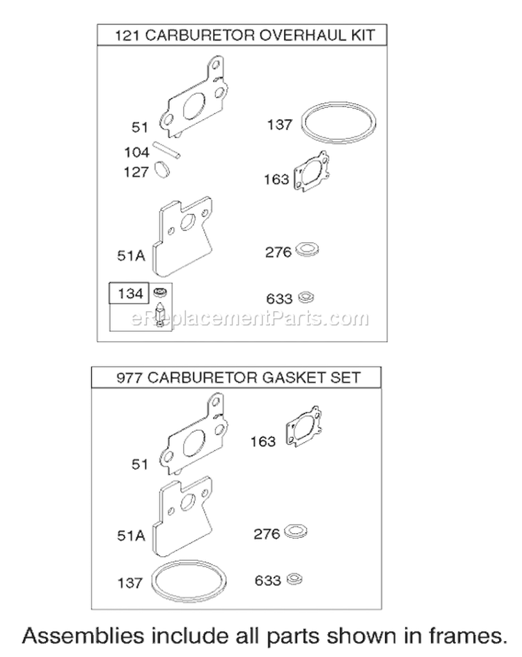 Carburetor Overhaul Kit Diagram and Parts List for 220000001-220999999 - 2002 Toro