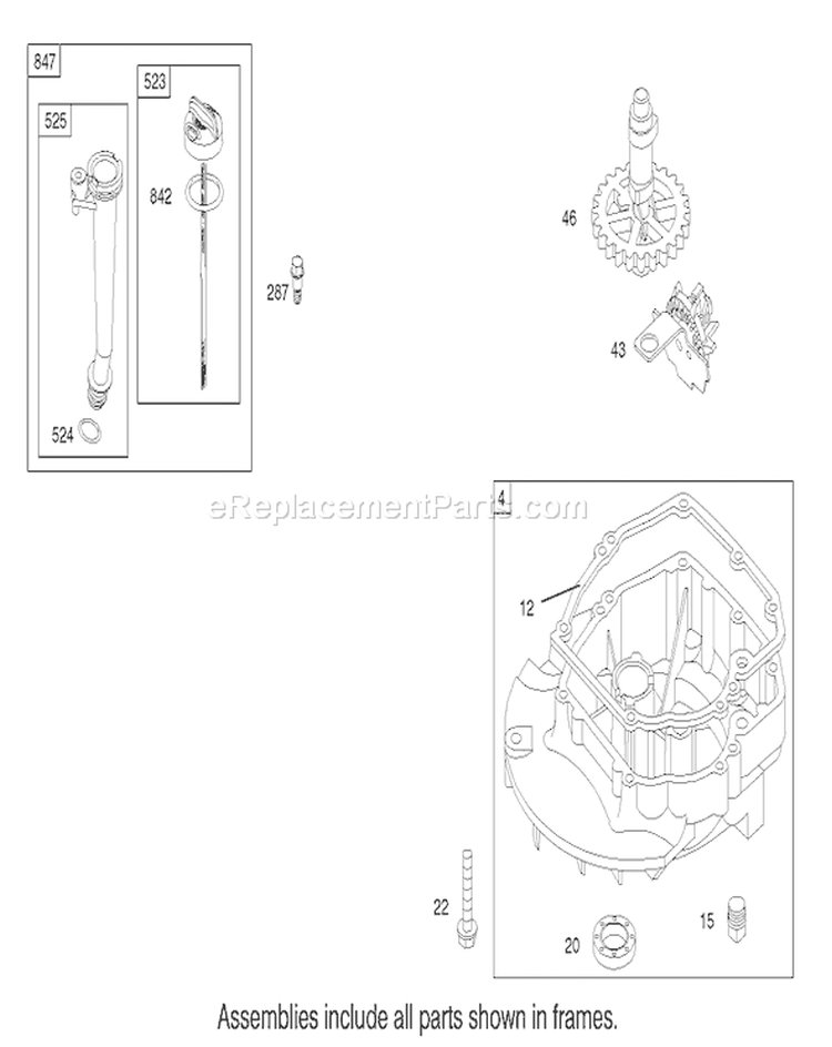 Crankcase Assembly Diagram and Parts List for 220000001-220999999 - 2002 Toro