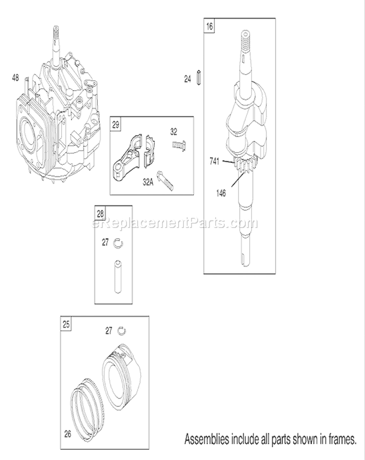 Crankshaft Assembly Diagram and Parts List for 220000001-220999999 - 2002 Toro