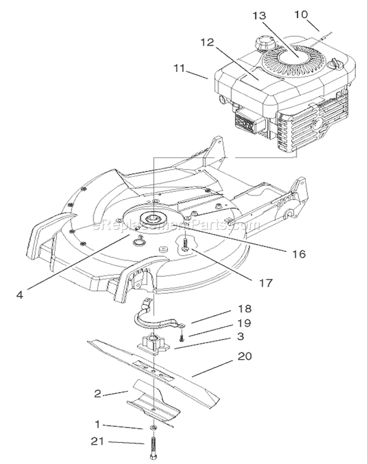 Engine Assembly Diagram and Parts List for 220000001-220999999 - 2002 Toro