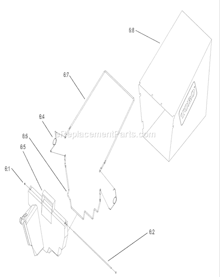 Rear Bagger Assembly Diagram and Parts List for 230000001-230999999 - 2003 Toro Lawn Mower