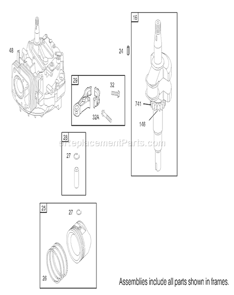 Crankshaft Assembly Diagram and Parts List for 230000001-230999999 - 2003 Toro Lawn Mower