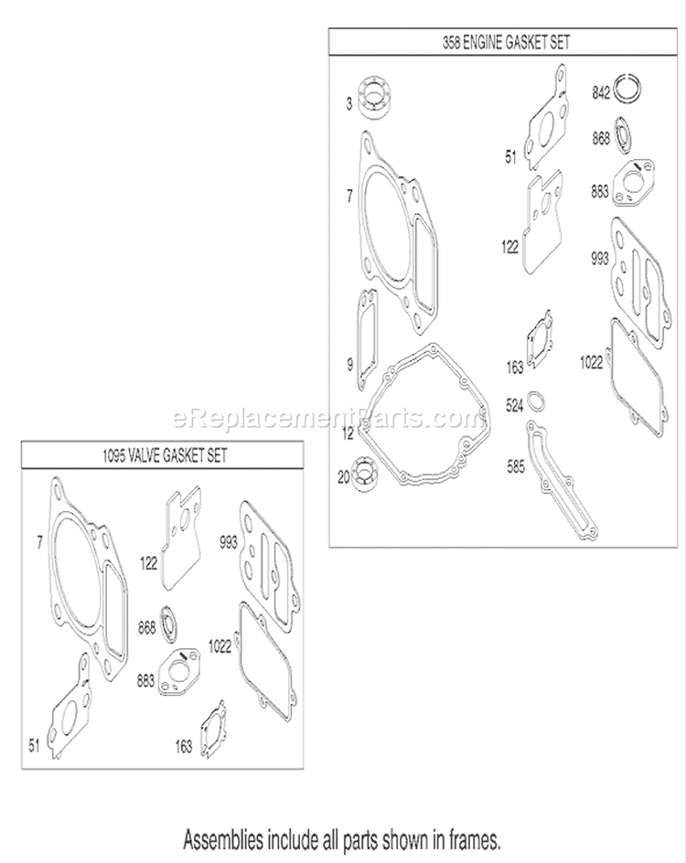 Gasket Assembly Diagram and Parts List for 220000001-220999999 - 2002 Toro