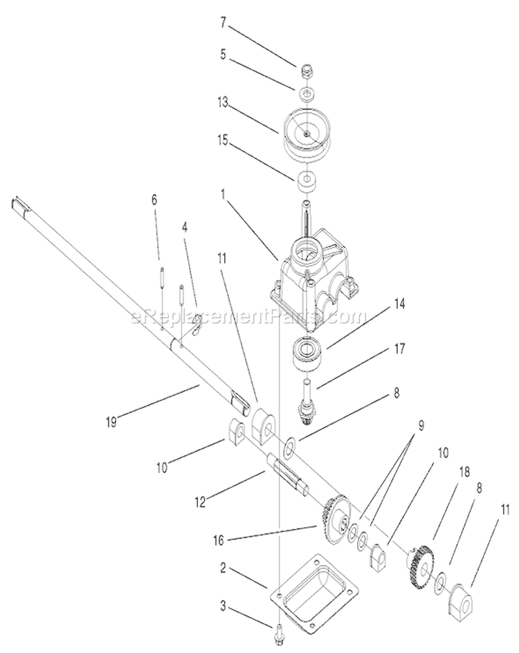 Gear Case Assembly Diagram and Parts List for 220000001-220999999 - 2002 Toro