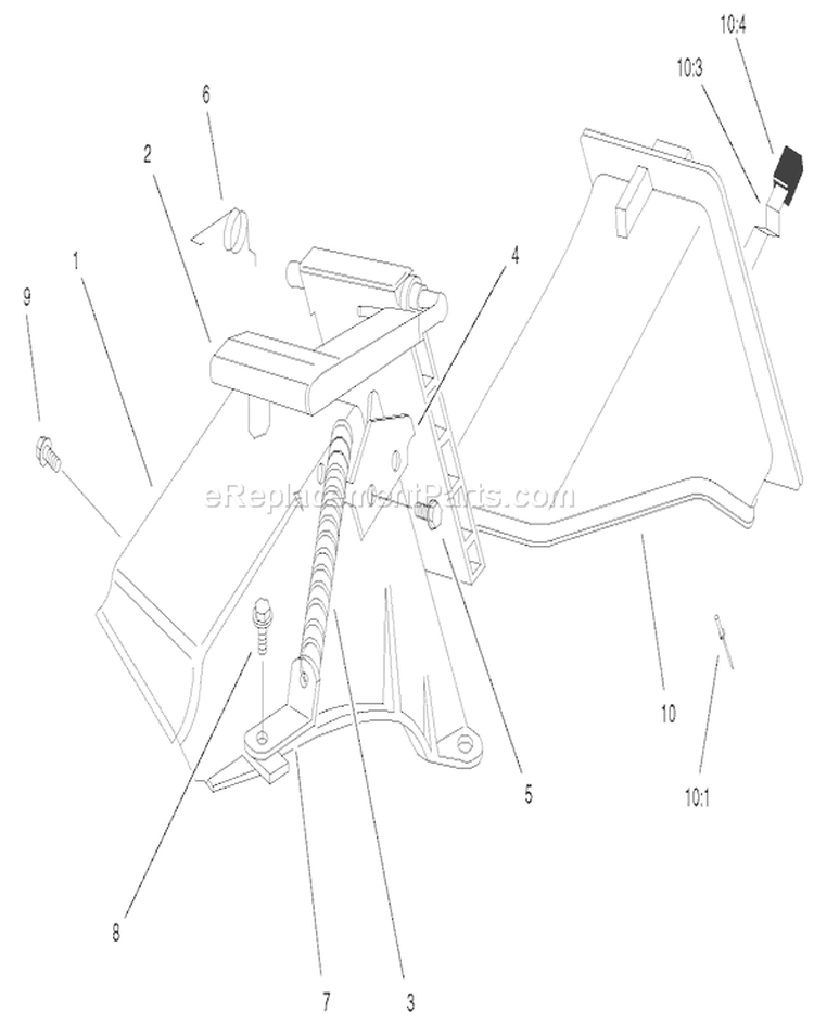 Rear Bag Discharge Chute Assembly Diagram and Parts List for 220000001-220999999 - 2002 Toro