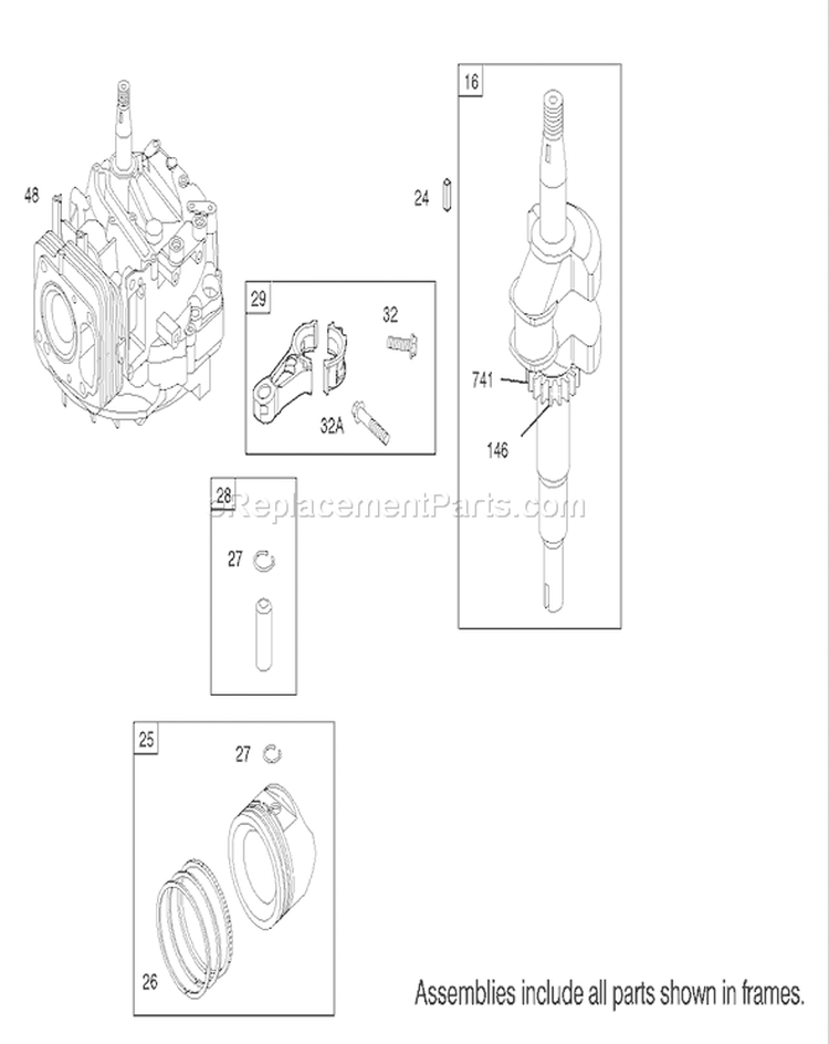 Crankshaft Assembly Diagram and Parts List for 220000001-220999999 - 2002 Toro