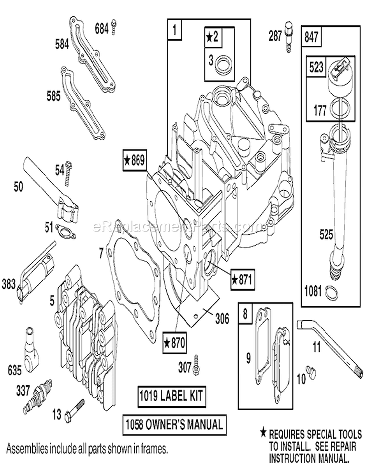 Engine Diagram and Parts List for 200000001-200999999 - 2000 Toro Lawn Mower