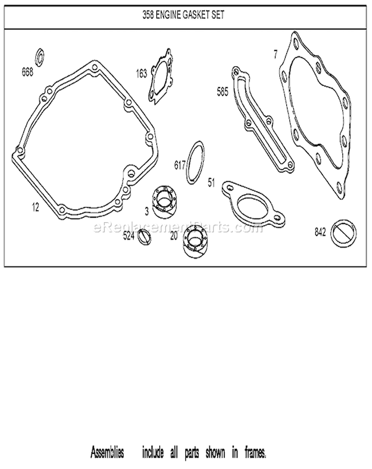 Gasket Assembly Diagram and Parts List for 250000001-250999999 - 2005 Toro Lawn Mower