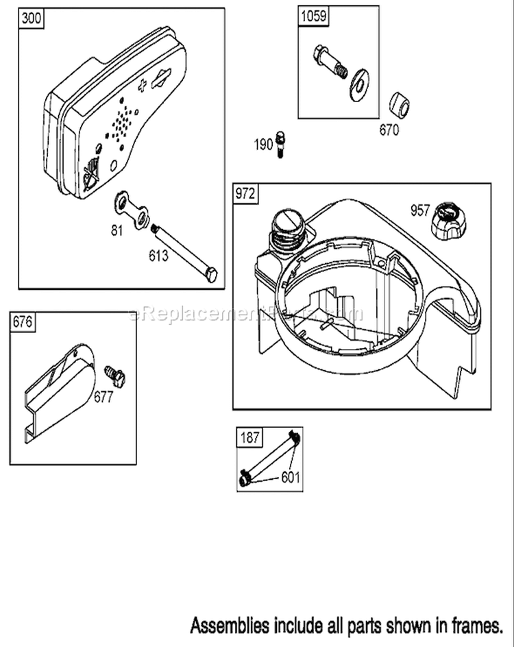 Muffler and Fuel Tank Diagram and Parts List for 250000001-250999999 - 2005 Toro Lawn Mower