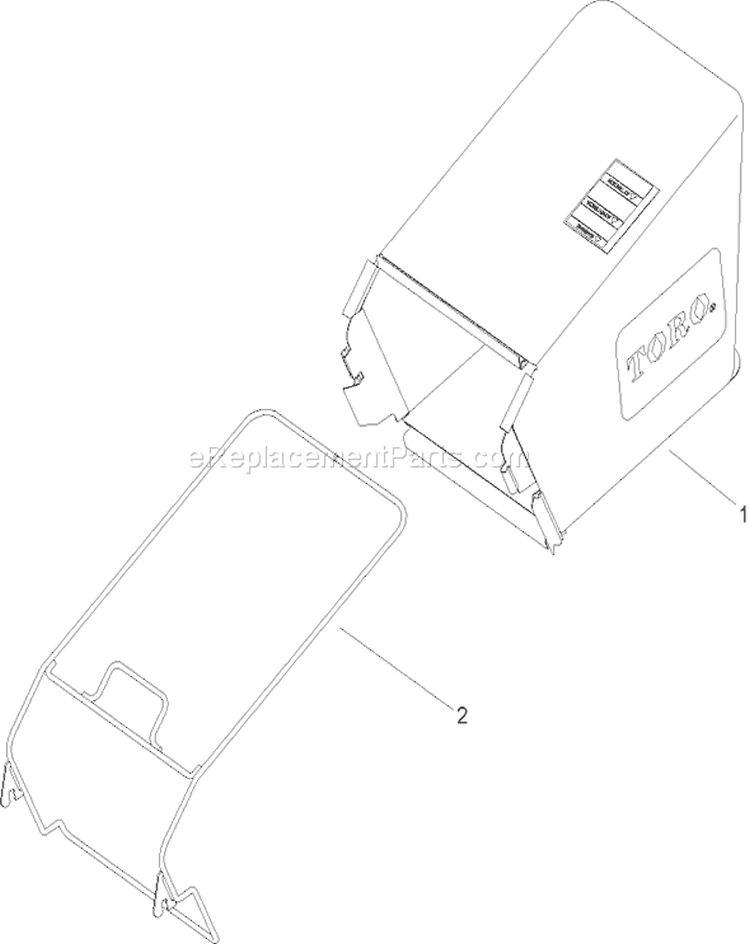 Grass Bag Assembly Diagram and Parts List for 240000001-240999999 - 2004 Toro Lawn Mower