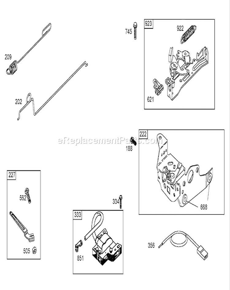 Governor Assembly Diagram and Parts List for 250000001-250999999 - 2005 Toro Lawn Mower