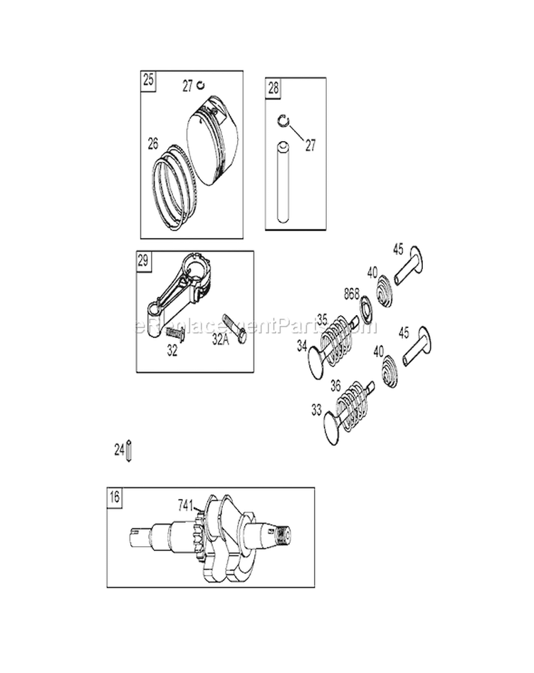Crankshaft Assembly Diagram and Parts List for 260000001-260999999 - 2006 Toro Lawn Mower