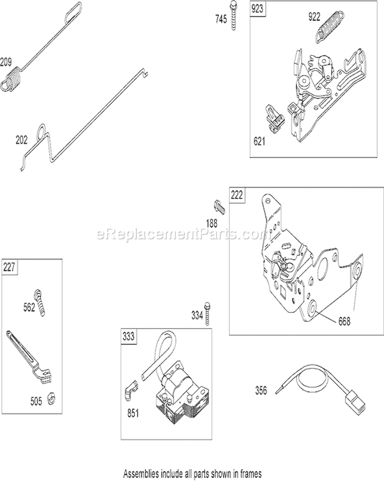 Governor Assembly Diagram and Parts List for 260000001-260999999 - 2006 Toro Lawn Mower
