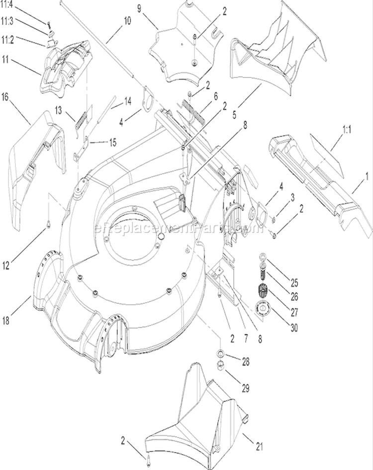 Housing Assembly Diagram and Parts List for 270000001-270999999 - 2007 Toro Lawn Mower