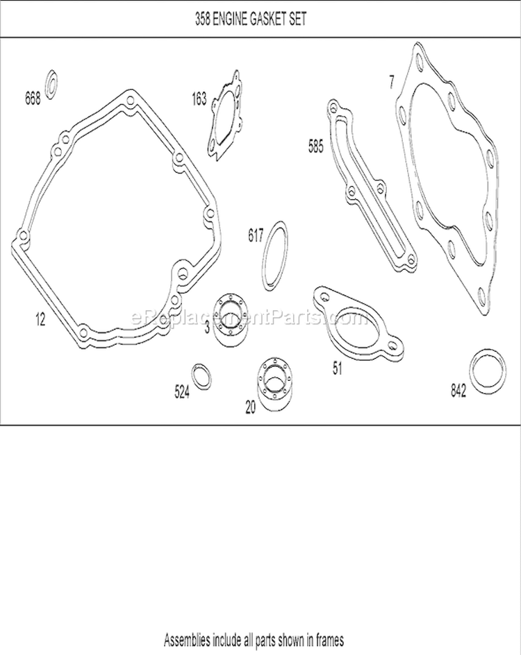 Engine Gasket Set Diagram and Parts List for 260000001-260999999 - 2006 Toro Lawn Mower