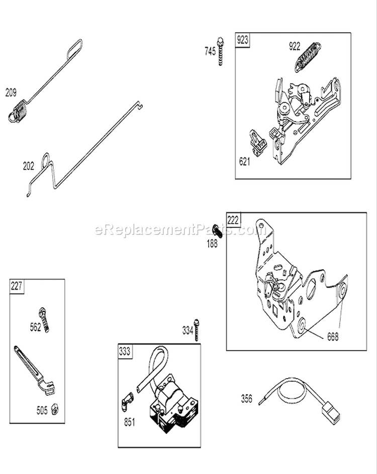 Governor Assembly Diagram and Parts List for 250000001-250999999 - 2005 Toro Lawn Mower