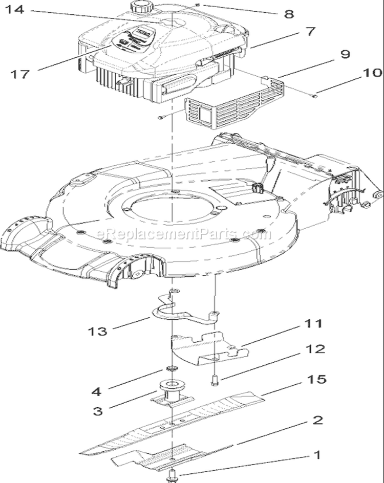 Engine and Blade Assembly Diagram and Parts List for 270000001-270999999 - 2007 Toro