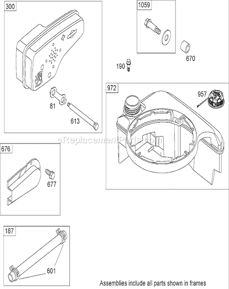 Muffler and Fuel Tank Assembly Diagram and Parts List for 270000001-270999999 - 2007 Toro