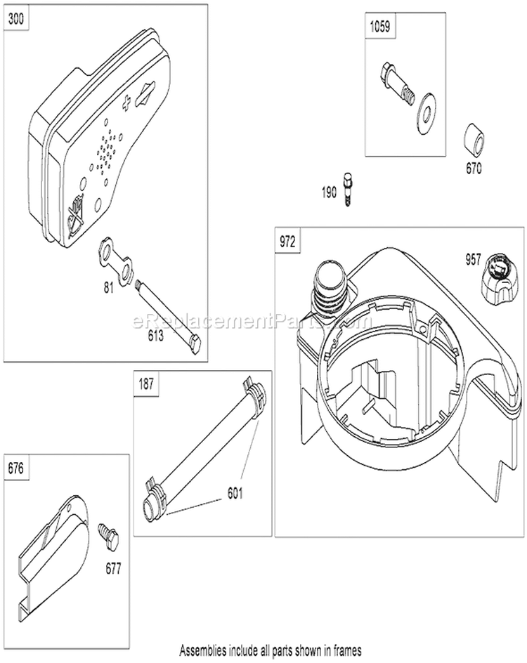 Muffler and Fuel Tank Assembly Diagram and Parts List for 280000001-280072441 - 2008 Toro Lawn Mower