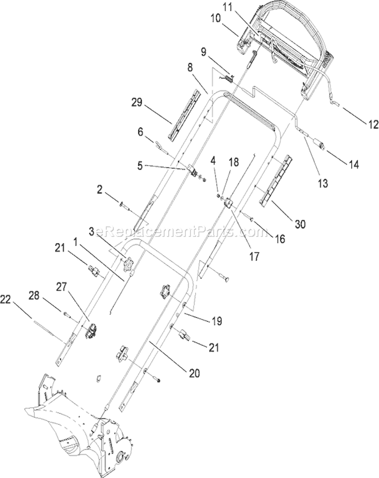 Handle Assembly Diagram and Parts List for 280000001-280999999 - 2008 Toro Lawn Mower