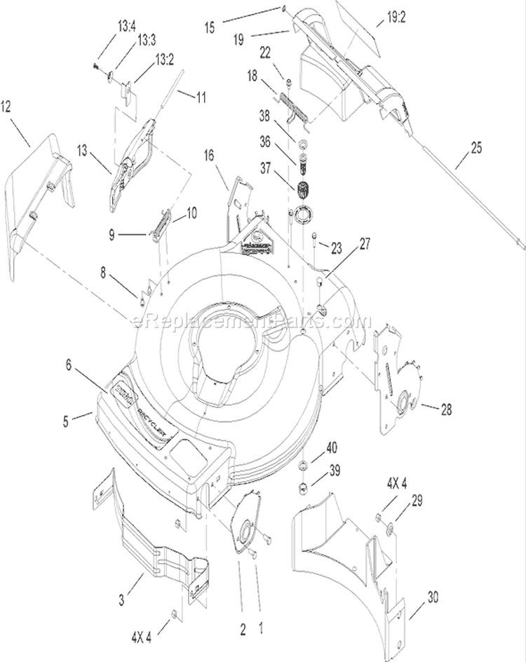 Deck, Side Chute and Rear Door Assembly Diagram and Parts List for 270000001-270999999 - 2007 Toro Lawn Mower