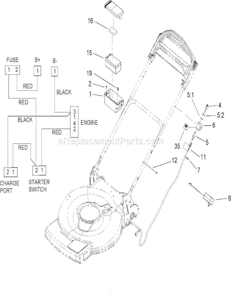 Electrical Assembly Diagram and Parts List for 270000001-270999999 - 2007 Toro Lawn Mower