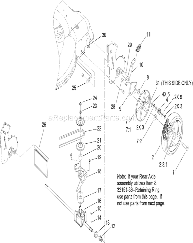 Rear Axle Assembly Diagram and Parts List for 270000001-270999999 - 2007 Toro Lawn Mower