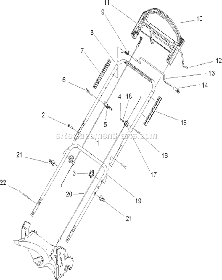 Handle Assembly Diagram and Parts List for 260000001-260999999 - 2006 Toro Lawn Mower