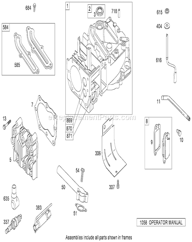 Cylinder Assembly Diagram and Parts List for 280011042-280999999 - 2008 Toro Lawn Mower