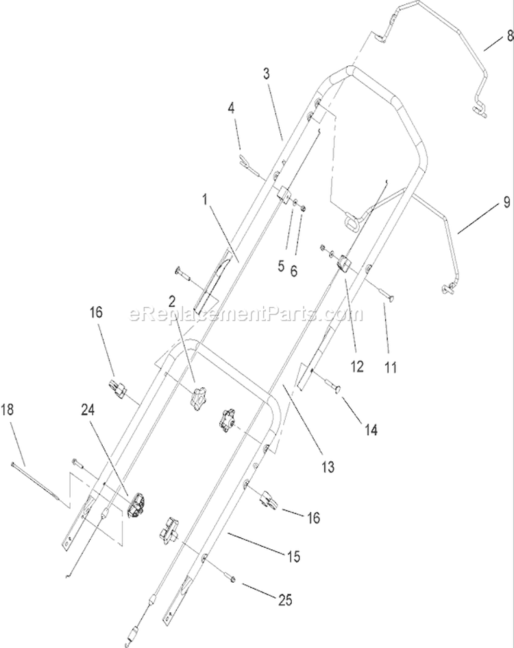 Handle Assembly Diagram and Parts List for 270000001-270999999 - 2007 Toro Lawn Mower
