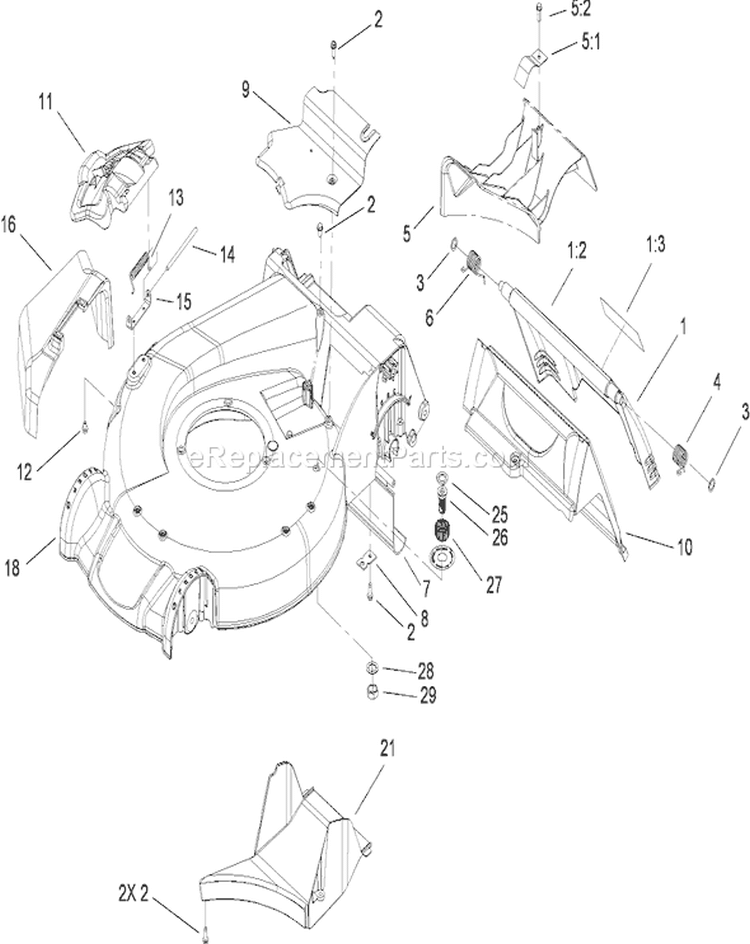 Housing Assembly Diagram and Parts List for 280000001-280999999 - 2008 Toro