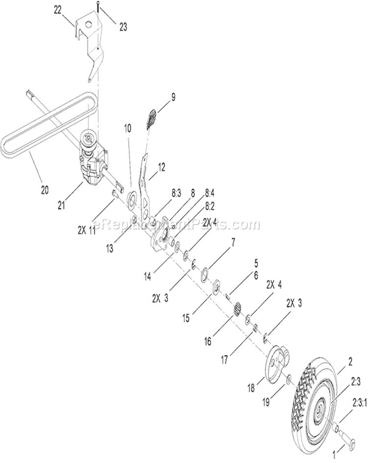 Rear Wheel and Transmission Assembly Diagram and Parts List for 290000001-290999999 - 2009 Toro Lawn Mower