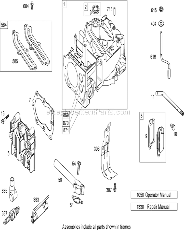 Cylinder Assembly Diagram and Parts List for 280000001-280999999 - 2008 Toro Lawn Mower