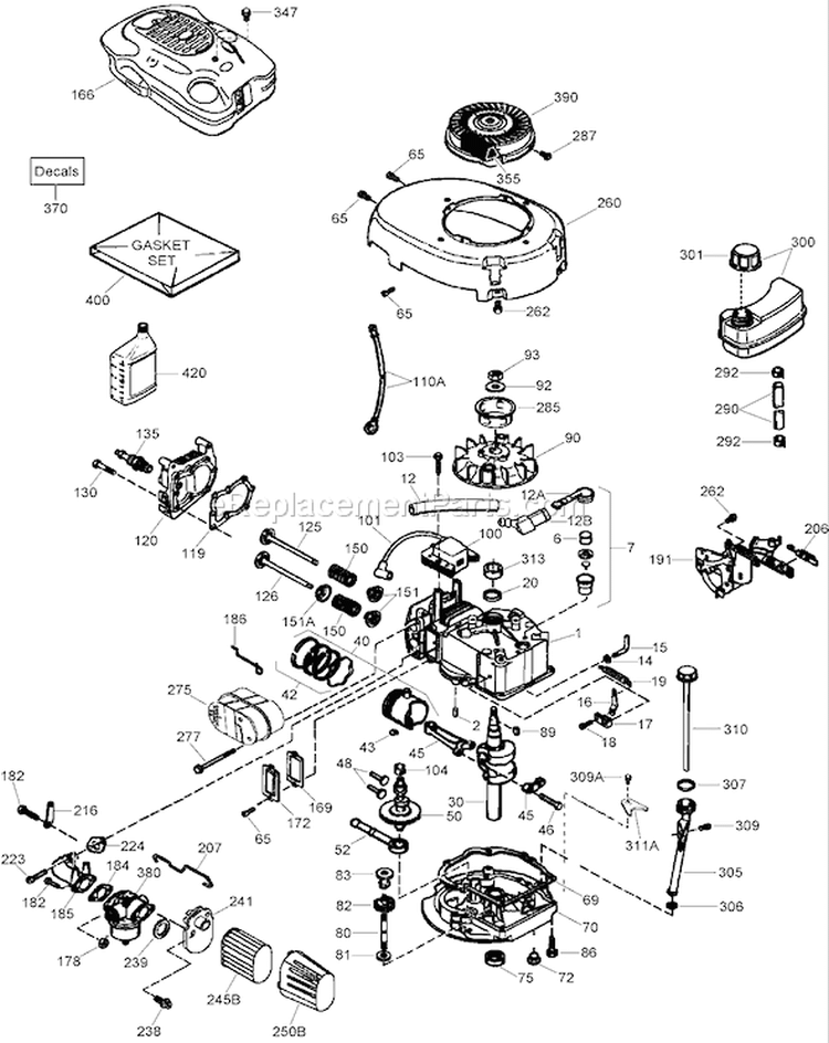 Engine Assembly Diagram and Parts List for 270000001-270999999 - 2007 Toro Lawn Mower
