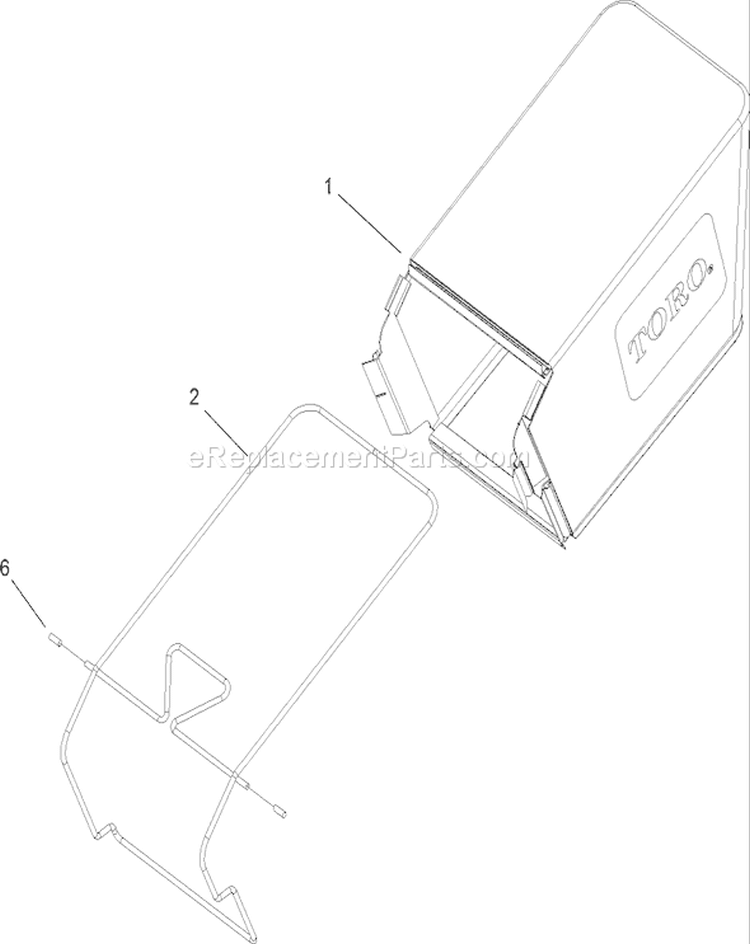 Grass Bag Assembly Diagram and Parts List for 270000001-270999999 - 2007 Toro Lawn Mower