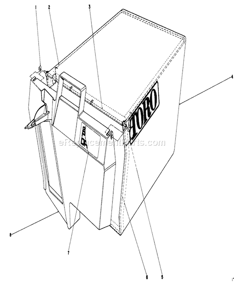 Recycler Bagging Kit Diagram and Parts List for 1000001-1999999 - 1991 Toro Lawn Mower