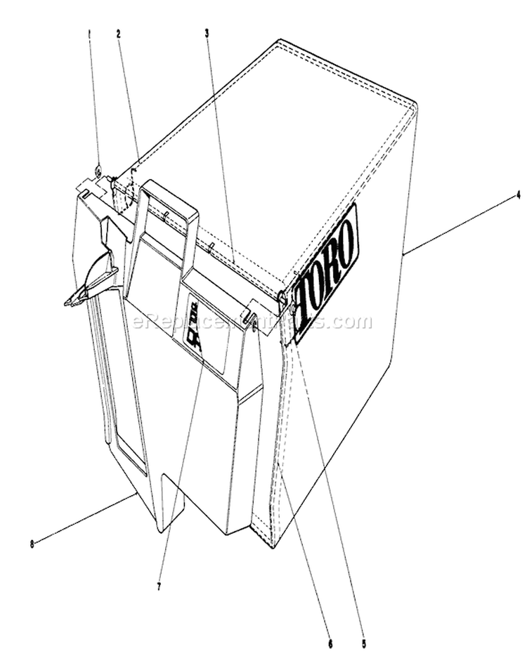 Recycler Bagging Kit Diagram and Parts List for 2000001-2999999 - 1992 Toro Lawn Mower