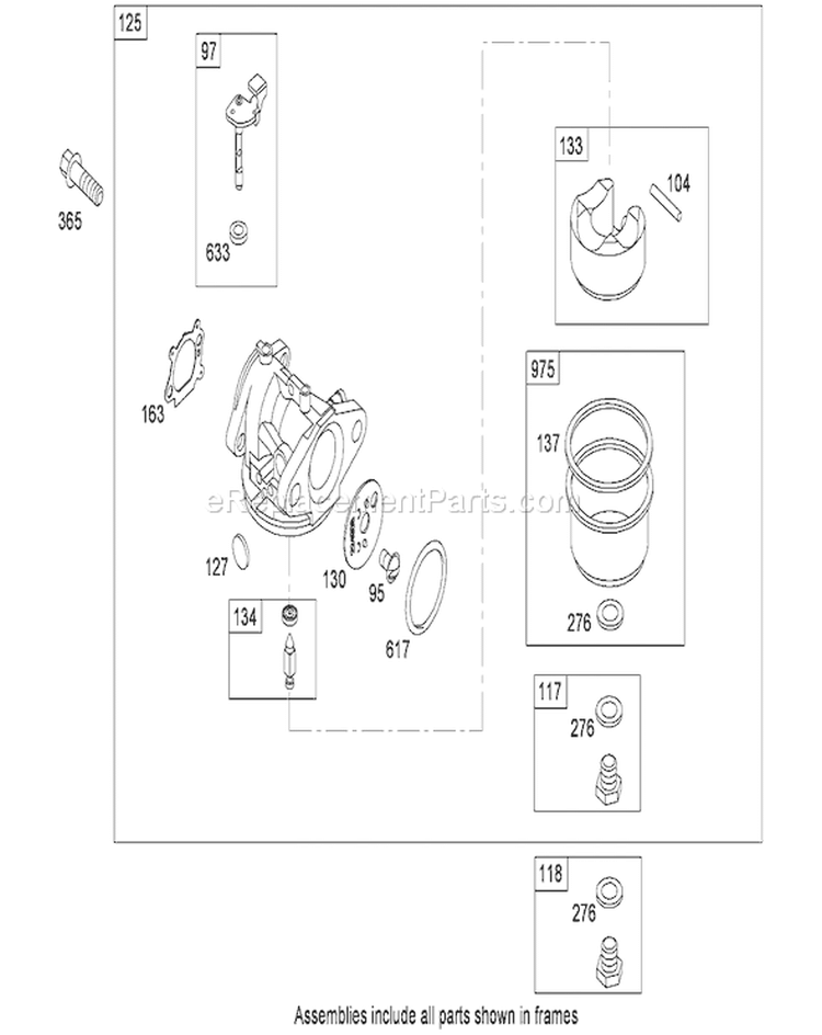Carburetor Assembly Diagram and Parts List for 280000001-280001676 - 2008 Toro