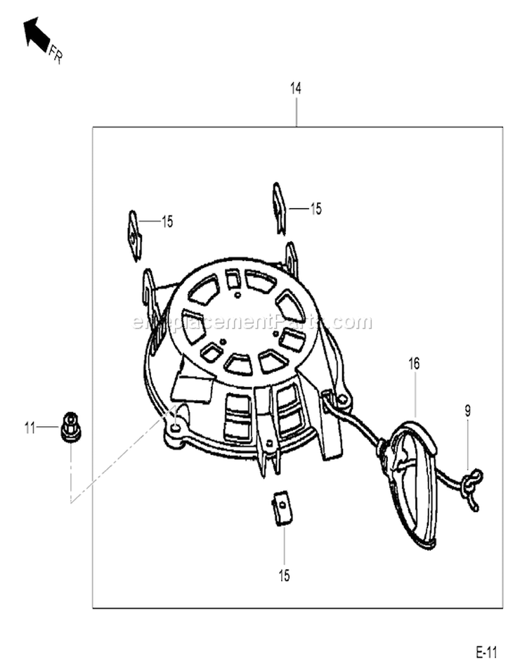 Recoil Starter Diagram and Parts List for 290000001-290999999 - 2009 Toro Lawn Mower