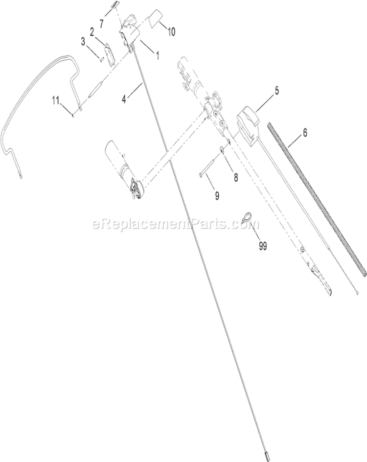 Brake System Handle Assembly Diagram and Parts List for 290000001-290999999 - 2009 Toro Lawn Mower