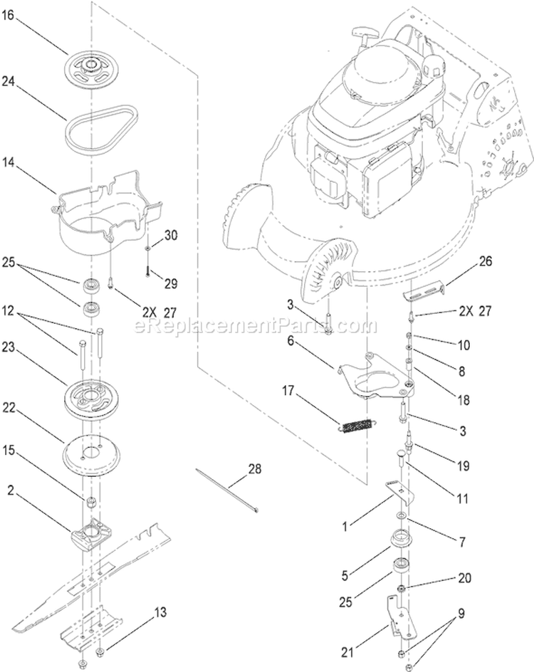 Blade Brake Control Assembly Diagram and Parts List for 310000001-310999999 - 2010 Toro Lawn Mower