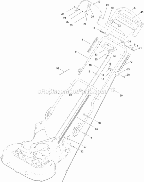 Handle_Assembly Diagram and Parts List for 314200001 - 314999999 Toro Lawn Mower