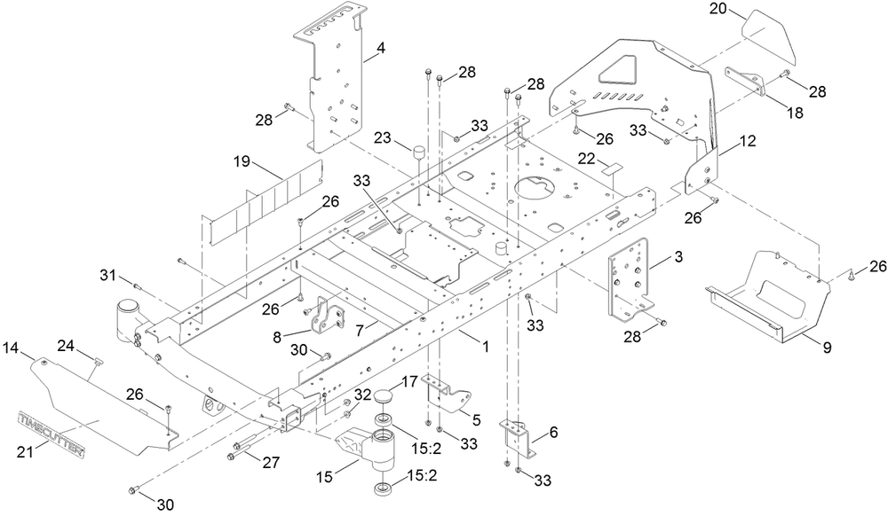Frame Assembly Diagram and Parts List for 410000000 - 412089999 Toro Lawn Tractor