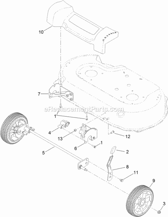 Front_Wheel_And_Axle_Assembly Diagram and Parts List for 313000001 - 313999999 Toro Lawn Mower