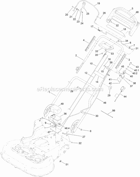 Handle_And_Electrical_Assembly Diagram and Parts List for 313000001 - 313999999 Toro Lawn Mower